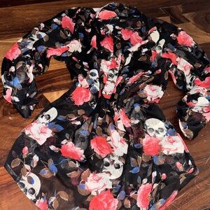 Floral Skull Print Women's Top
